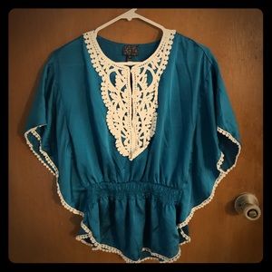 Teal flowy blouse